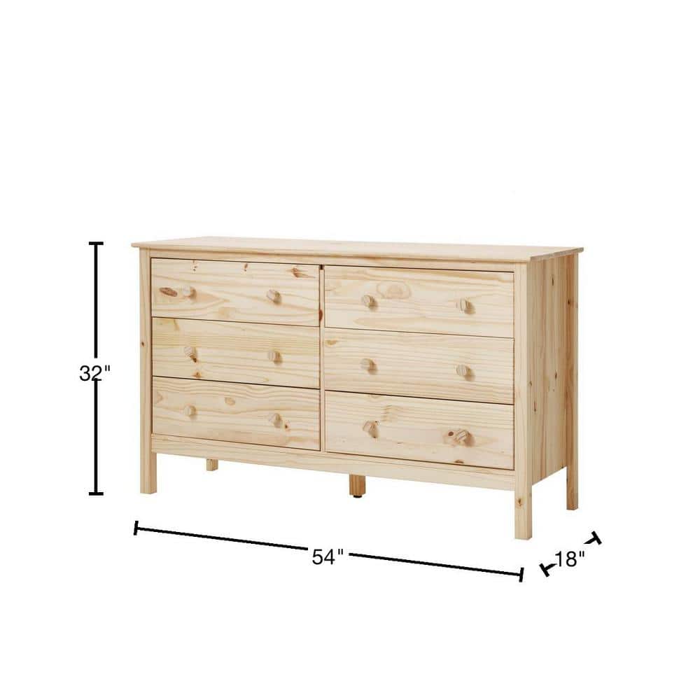 Unfinished Solid Pine 6-Drawer Dresser - rated 3.6508 stars from 126 reviews