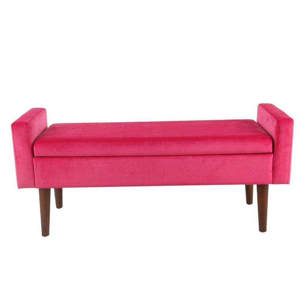 Benjara 48 in. Pink and Brown Backless Bedroom Bench with Tapered Legs BM193992 The Home Depot