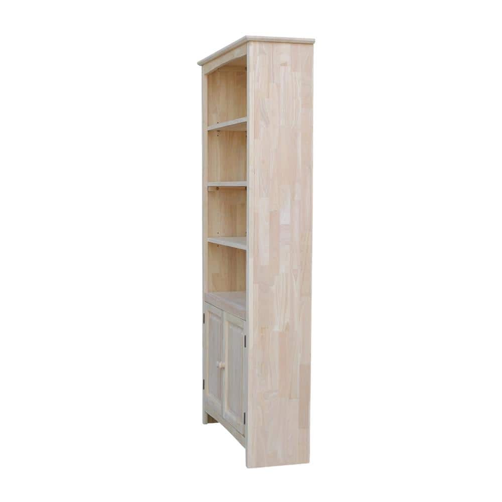 Unfinished Solid Wood 78 Inch Adjustable Shaker Bookcase