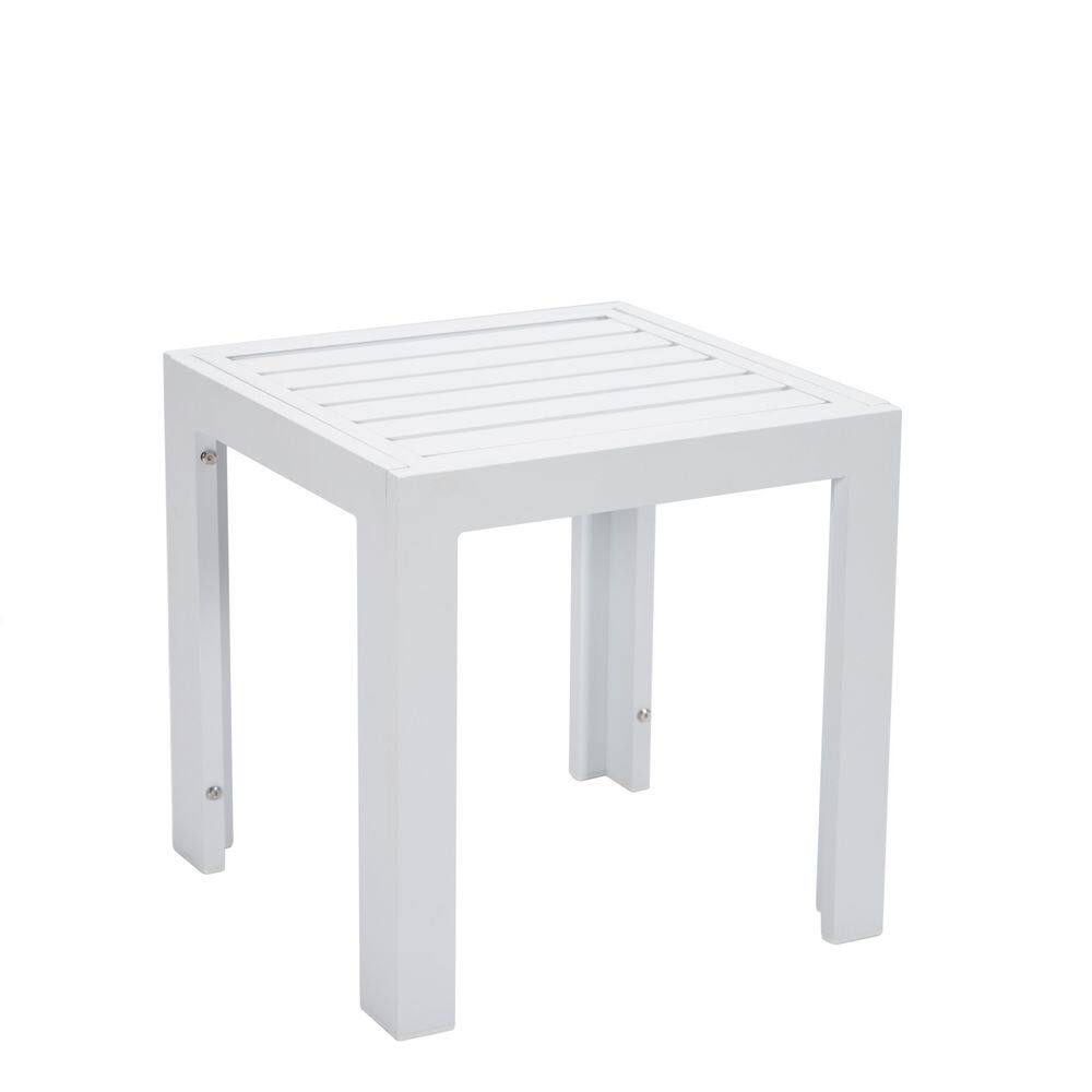 Chelsea White Aluminum Square Patio Side Table