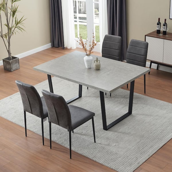 6 grey best sale fabric dining chairs