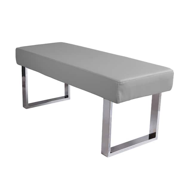 GOJANE Modern (Gray) Bench in. Legs with Dining WF198243LWYAAD Metal Home The Gray Backless Depot 45.2 