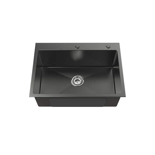 Satico 27 in. Undermount Single Bowl Black Stainless Steel
