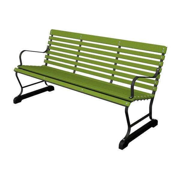 Ivy Terrace 60 in. Black and Lime Plastic Outdoor Patio Bar Bench