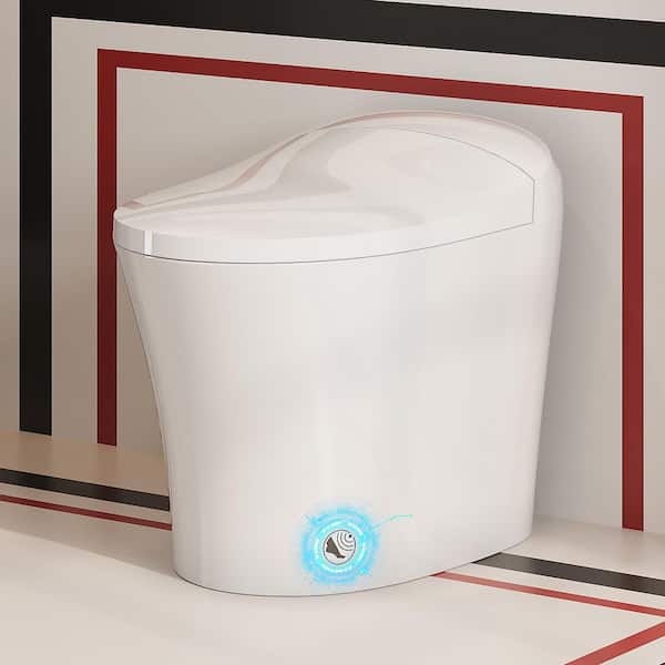 1-Piece 1/1.27 GPF High Efficiency Dual Flush Elongated Toilet in White with Heated Seat and Slow-Close, Seat Included