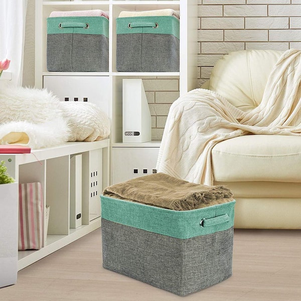 Sorbus 15 in. H x 10 in. W x 9 in. D Teal Fabric Cube Storage Bin