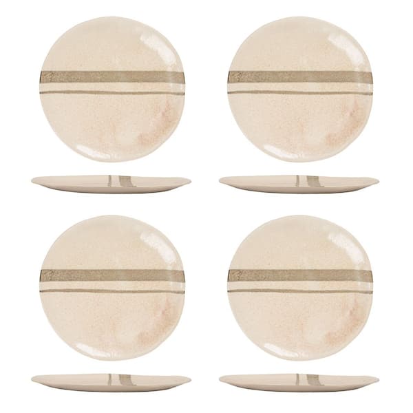 Beige and Brown Stoneware Plate (Set of 4)
