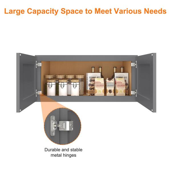 HOMEIBRO Newport Unfinished Plywood Shaker Style Ready to Assemble Stock Wall Kitchen Cabinet (33 in. x 24 in. x 15 in.)