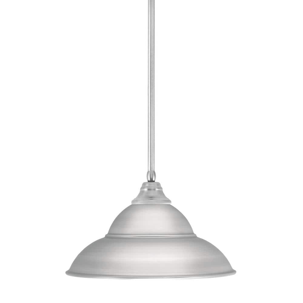 Sparta 100-Watt 1 Light Brushed Nickel Shaded Pendant Light with 16 in. Bru