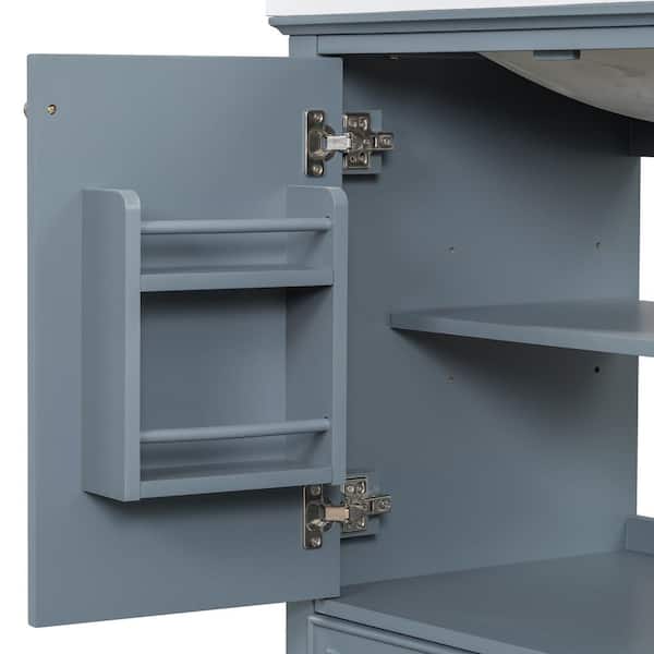 30 in. Single Sink Blue Bath Vanity with White Ceramic Top Unassembled Freestanding Cabinet with Doors and Drawer