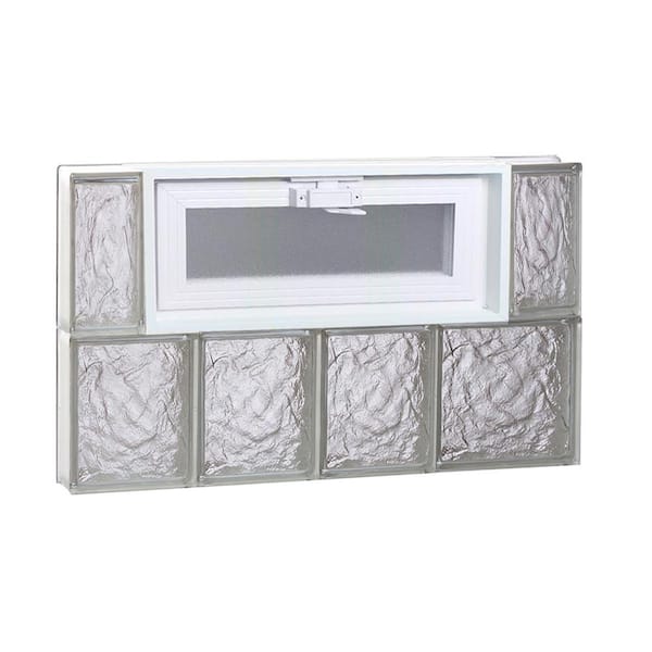 Clearly Secure 25 in. x 15.5 in. x 3.125 in. Frameless Ice Pattern Vented Glass Block Window