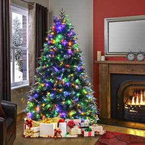 Glitzhome 6 ft. Pre-Lit Green Fir Artificial Christmas Tree with 350 LED  Lights 9 Functional Multi-color Remote controller 2014600019 - The Home  Depot