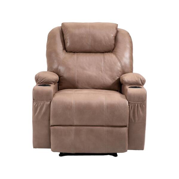 Sumyeg Light Brown Classic Faux Leather, Light Tan Leather Recliner Chair