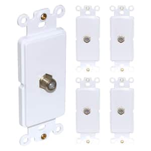 White Decora Cable Insert For Decorator Wall Plates, F Connector for CATV Video, 1-Gang Coaxial (5-Pack)