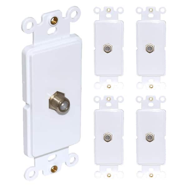 Newhouse Hardware White Decora Cable Insert For Decorator Wall Plates, F Connector for CATV Video, 1-Gang Coaxial (5-Pack)