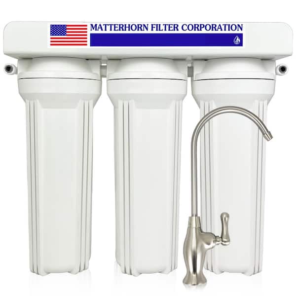 Matterhorn 3-Stage Under the Counter System High Performance for Reducing Water-Soluble Heavy Metals, Chlorine, Chloramine