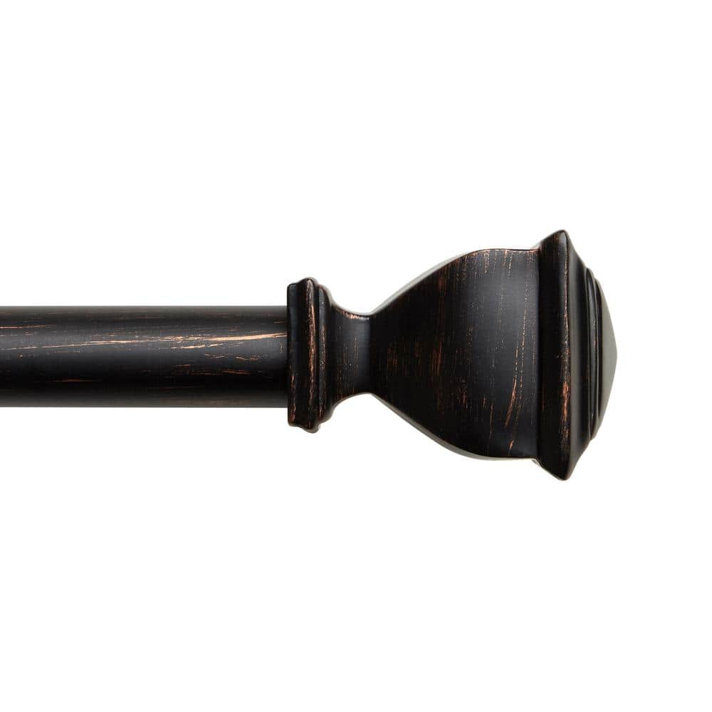 EXCLUSIVE HOME Napoleon 36 in. - 72 in. Adjustable Length 1 in. Single Curtain Rod Kit in Oil Rubbed Bronze Finial