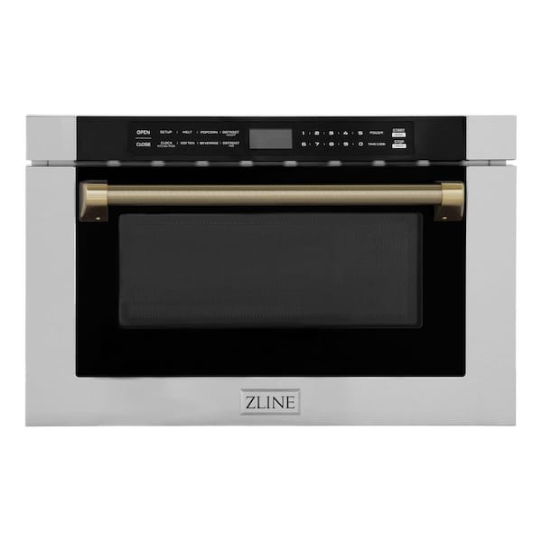 Autograph Edition 24 in. 1.2 cu. ft. Built-in Microwave Drawer in Stainless Steel and Champagne Bronze Helix Handle
