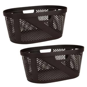 Brown Laundry Basket, 40 Liter (10 kg/22 lbs.) Capacity, Cut Out Handles, Set of 2