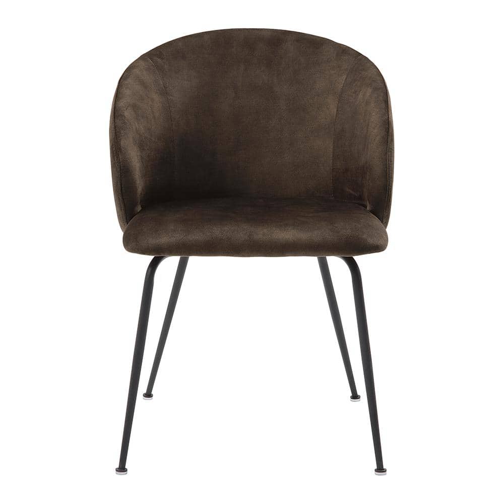 Adelyn Brown Velvet Upholstered Side Chair with Metal Legs, Set of 2