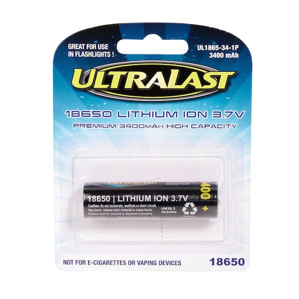 3.7V 18650 Size Lithium Ion 3400mAh Battery for LED Flashlights 1 Pack
