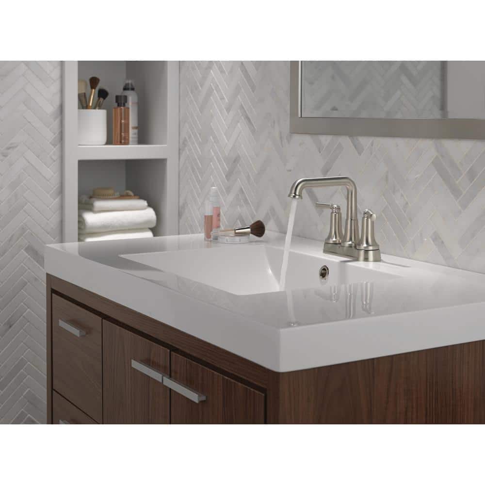 Stainless Steel Two Handle Centerset Bathroom Faucet