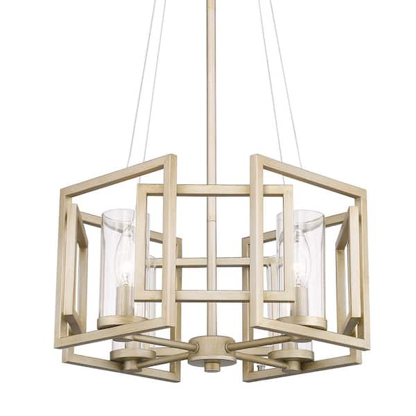 Golden Lighting Marco 4-Light Gold Pendant Convertible with Clear Glass