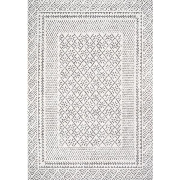 Athens Modern Geometric Boho Rug Gray/Cream 4 ft. x 6 ft. Area Rug