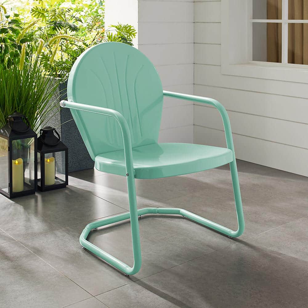 Aqua Gloss Steel Retro Outdoor Patio Chair