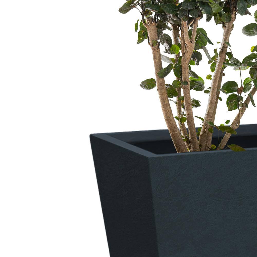 Charcoal Finish Tall Concrete Planter Set with Drainage Holes