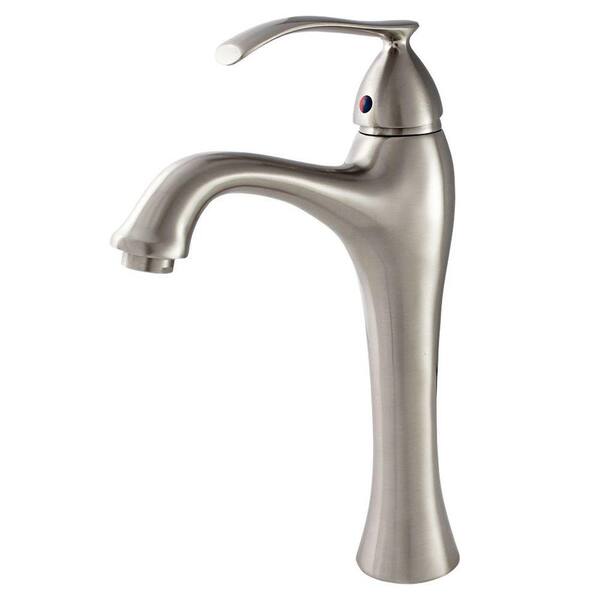 Kokols Single Hole 1-Handle Bathroom Vessel Faucet in Brushed Nickel