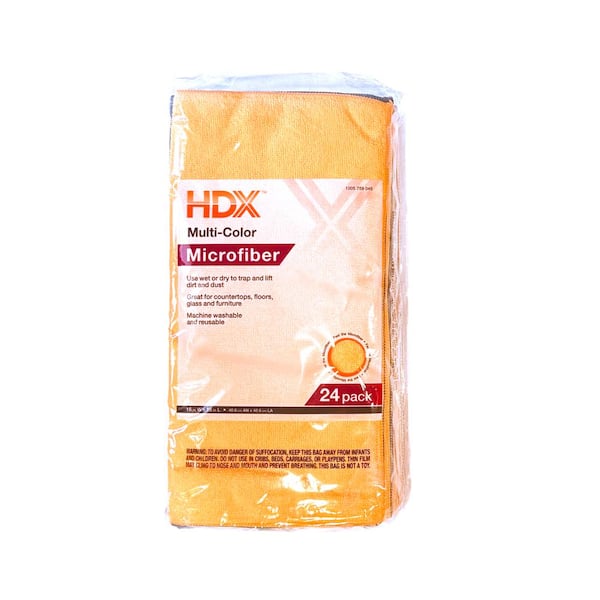 HDX 16 in. x 16 in. Multi-Purpose Microfiber Towel (24-Pack)