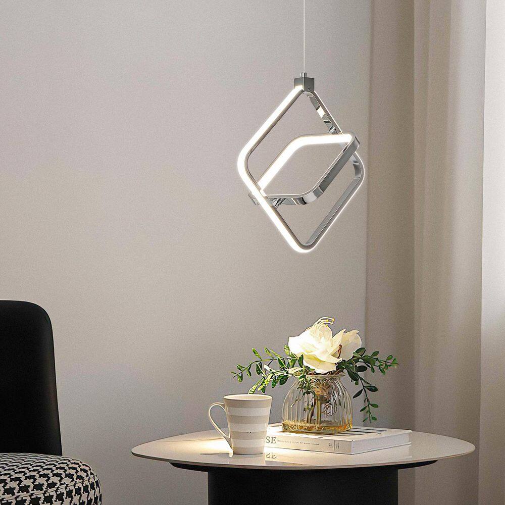 Home Lighting 20-Watt 2-Light Chrome Rectangular 1-Pack Modern LED Pendant Lights for Dining Room price history on PriceWatchPro