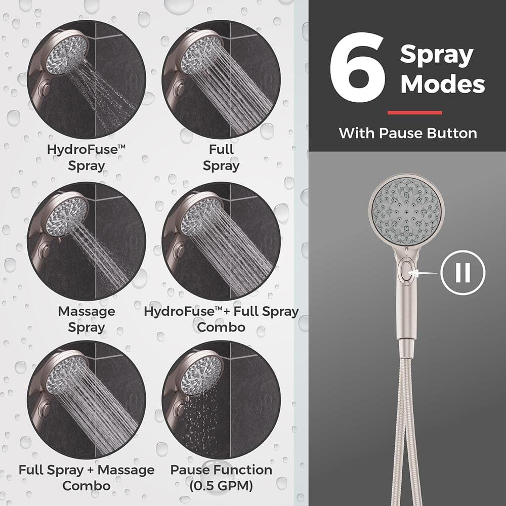 Spot Defense Brushed Nickel Handheld Shower Head with 6-Spray Settings