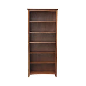 72 in. Espresso Wood 6-shelf Standard Bookcase with Adjustable Shelves