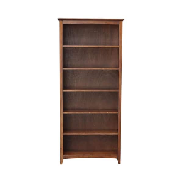 International Concepts 72 in. Espresso Wood 6-shelf Standard Bookcase with Adjustable Shelves