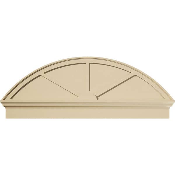 54-in. W x 20-3/8-in. H x 2-3/4-in. P Segment Arch 3 Spoke Signature Urethane Combination Pediment, Primed Tan