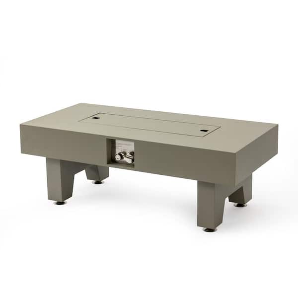 Stone Series 42in L x 11in H Rectangular Iron Propane Fire Pit Kit Brown