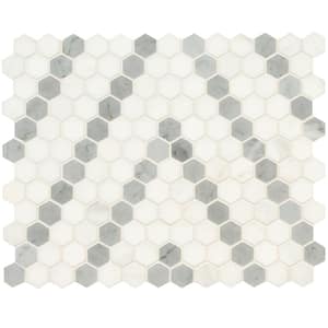 Bianco Dolomite 11 in. x 14 in. Polished Marble Mesh-Mounted Mosaic Tile (10.4 sq. ft./Case)