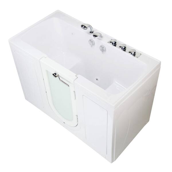 Ella Tub4Two 60 in. Acrylic Walk-In MicroBubble Air Bathtub in White, Right Outward Door, Fast Fill Faucet, 2 in. Dual Drain