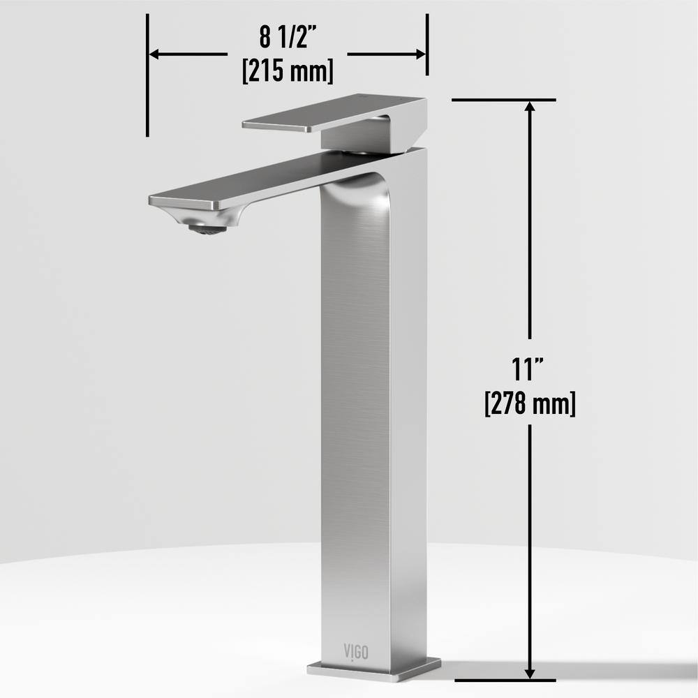 Dunn Brushed Nickel Tall Vessel Bathroom Faucet