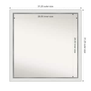 Medium Square Satin White Silver Casual Mirror (31 in. H x 31 in. W)