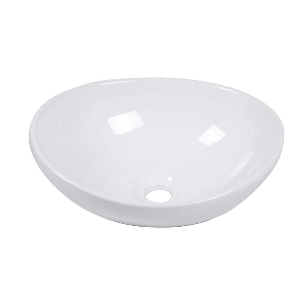 16 in. Oval Ceramic Vessel Bathroom Sink 13 in. in White Ceramic with Standard Drain Opening price history on PriceWatchPro