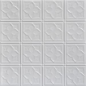 Clover White 2 ft. x 2 ft. Decorative Tin Style Lay-in Ceiling Tile (24 sq. ft./case)
