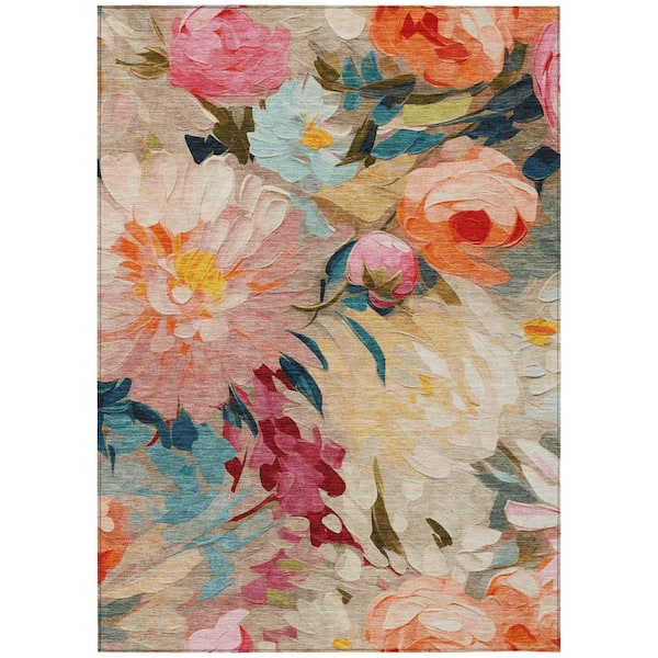 Chantille Machine Washable Indoor/Outdoor Abstract ACN2264 Putty 5 ft. x 7 ft. 6 in. Area Rug
