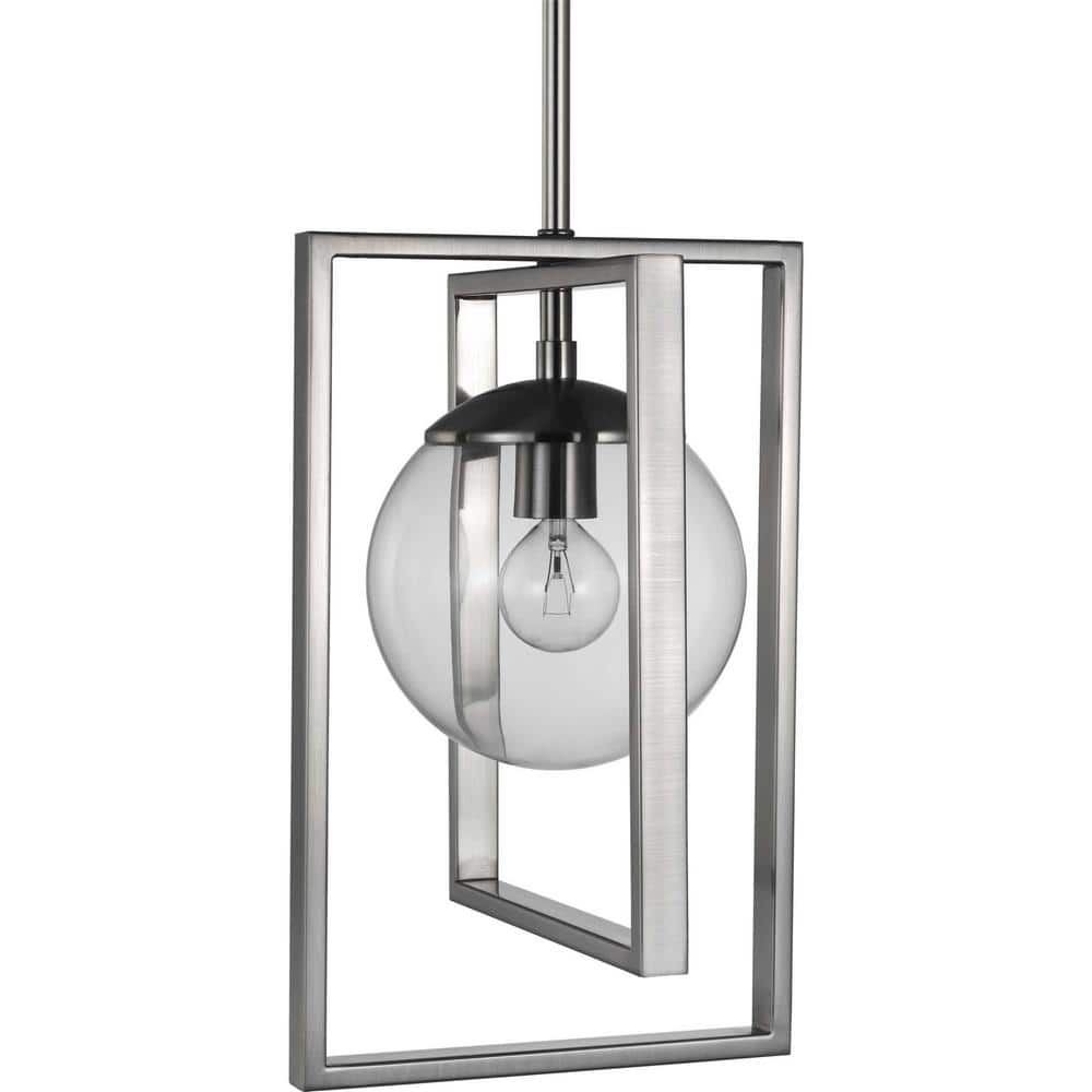 Atwell 8'' Brushed Nickel Luxe Globe Pendant with Clear Glass Shade