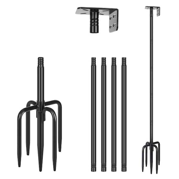 Heavy Duty Metal Bird Feeder Pole Adjustable Outdoor Mounting Kit 79 in. Black Weather Station Stand