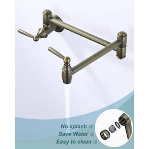 Wall Mounted Pot Filler with Double Joint Swing in Antique Bronze