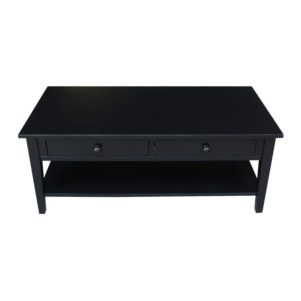 Spencer 54'' Black Parawood Rectangular Coffee Table with Storage