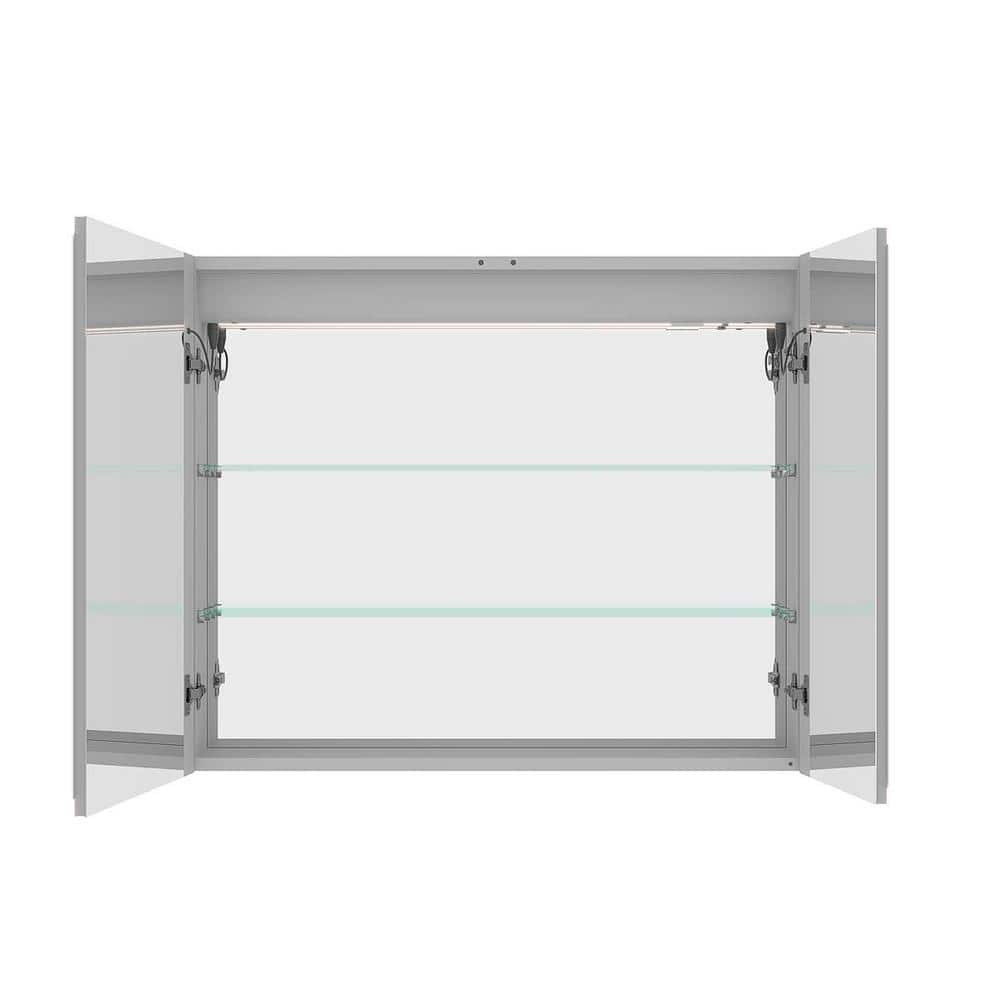 36 in. W x 30 in. H Rectangular Silver LED Anti-Fog Medicine Cabinet with M